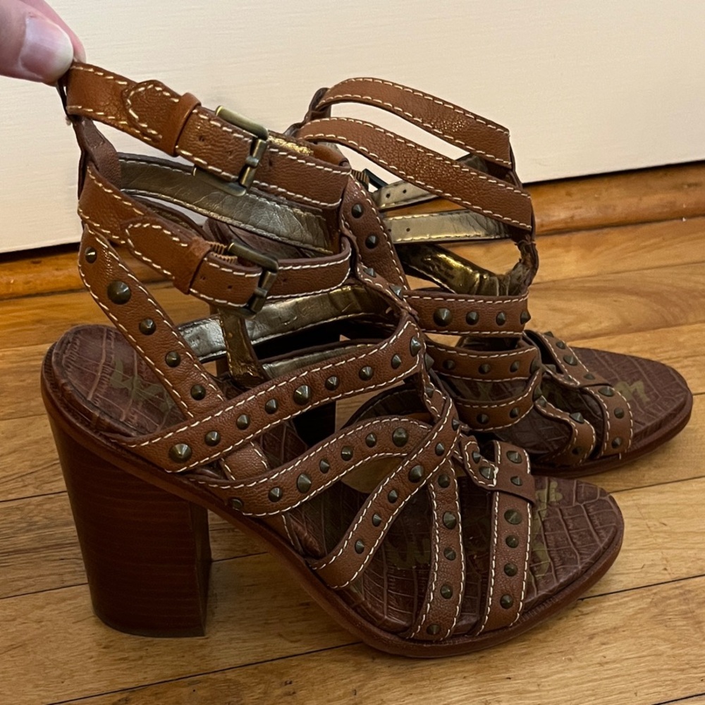 Size 8 M Sam Edelman Brown Strappy Heeled Sandals